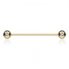 Gold Plated Aurora Gem Ball Industrial Barbell
