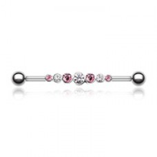 Dazzling Gem Row Industrial Barbell