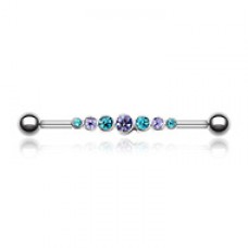 Dazzling Gem Row Industrial Barbell