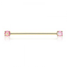 Golden Opal Sparkle Prong Industrial Barbell