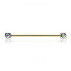 Golden Opal Sparkle Prong Industrial Barbell