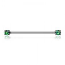 Opal Sparkle Prong Industrial Barbell