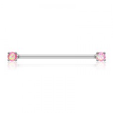 Opal Sparkle Prong Industrial Barbell