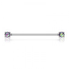Opal Sparkle Prong Industrial Barbell
