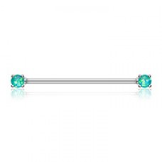 Opal Sparkle Prong Industrial Barbell