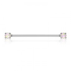 Opal Sparkle Prong Industrial Barbell