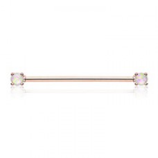 Rose Gold Opal Sparkle Prong Industrial Barbell