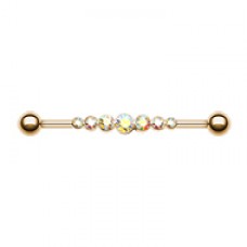 Rose Gold Dazzling AB Gem Row Industrial Barbell