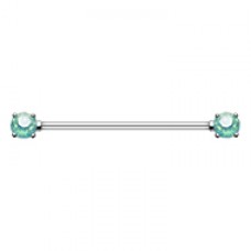 Double Prong Opal Gem Industrial Barbell