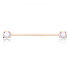 Rose Gold Double Prong Opal Gem Industrial Barbell