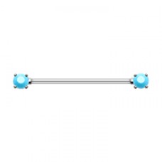 Double Prong Turquoise Gem Industrial Barbell