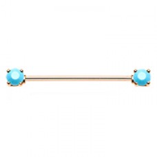 Rose Gold Double Prong Turquoise Gem Industrial Barbell