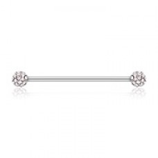 Pave Diamond Full Dome Cluster Industrial Barbell