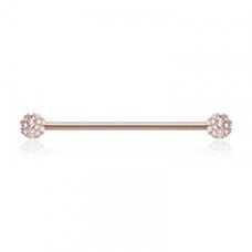 Rose Gold Pave Diamond Full Dome Cluster Industrial Barbell