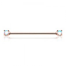 Rose Gold Illuminating Moonstone Revo Double Prong Industrial Barbell