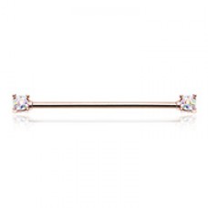 Rose Gold Sprinkle-Dot Double Prong Industrial Barbell