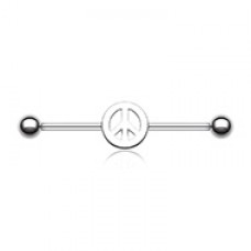 Peace Sign Industrial Barbell