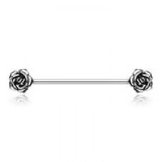 Double Rose Flower Industrial Barbell
