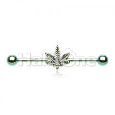 Green Colorline Marijuana Cannabis Pot Leaf Industrial Barbell