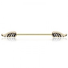 Golden Fallen Angel Winged Out Industrial Barbell