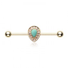 Golden Royal Teardrop Turquoise Industrial Barbell