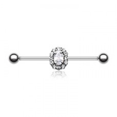 Grand Sparkle Prong Gem Industrial Barbell