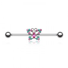 Glam Butterfly Sparkle Industrial Barbell