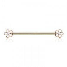 Golden Plumeria Petal Flower Industrial Barbell