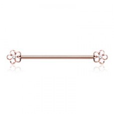Rose Gold Plumeria Petal Flower Industrial Barbell