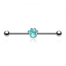 Animal Lover Opal Paw Print Industrial Barbell