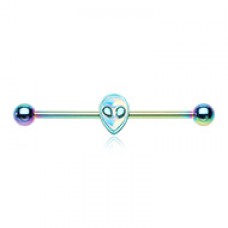 Rainbow Illuminating Alien Head Industrial Barbell