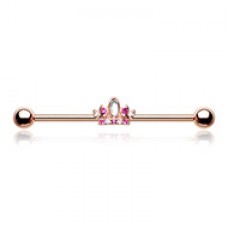 Rose Gold Tiara Crown Sparkle Industrial Barbell
