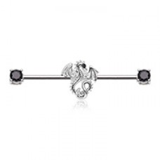 Balerion Jeweled Eye Dragon Prong Set Industrial Barbell