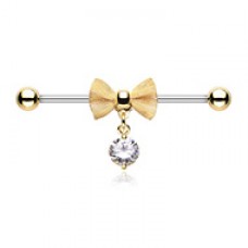 Golden Adorable Mesh Bow-Tie Industrial Barbell