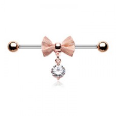 Rose Gold Adorable Mesh Bow-Tie Industrial Barbell