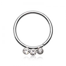 Classic Triple Gem Bendable Twist Hoop Ring
