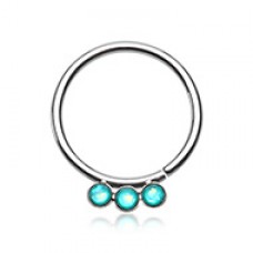 Triple Opal Inlay Bendable Twist Hoop Ring