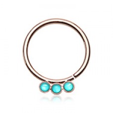 Triple Opal Inlay Bendable Twist Hoop Ring