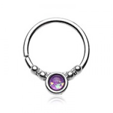 Classic Opal Inlay Bendable Twist Hoop Ring