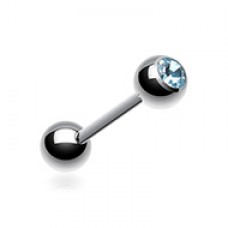 Basic Gem Ball Steel Barbell Tongue Ring