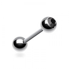 Basic Gem Ball Steel Barbell Tongue Ring