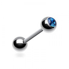 Basic Gem Ball Steel Barbell Tongue Ring