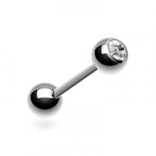 Basic Gem Ball Steel Barbell Tongue Ring