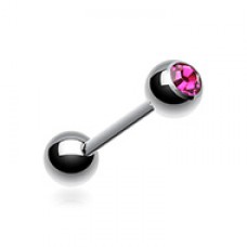 Basic Gem Ball Steel Barbell Tongue Ring