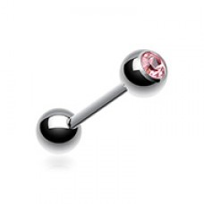Basic Gem Ball Steel Barbell Tongue Ring