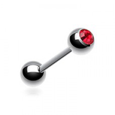 Basic Gem Ball Steel Barbell Tongue Ring