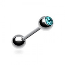 Basic Gem Ball Steel Barbell Tongue Ring