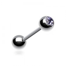 Basic Gem Ball Steel Barbell Tongue Ring
