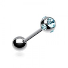 Multi Gem Sparkle Ball Steel Barbell Tongue Ring
