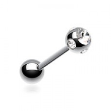 Multi Gem Sparkle Ball Steel Barbell Tongue Ring